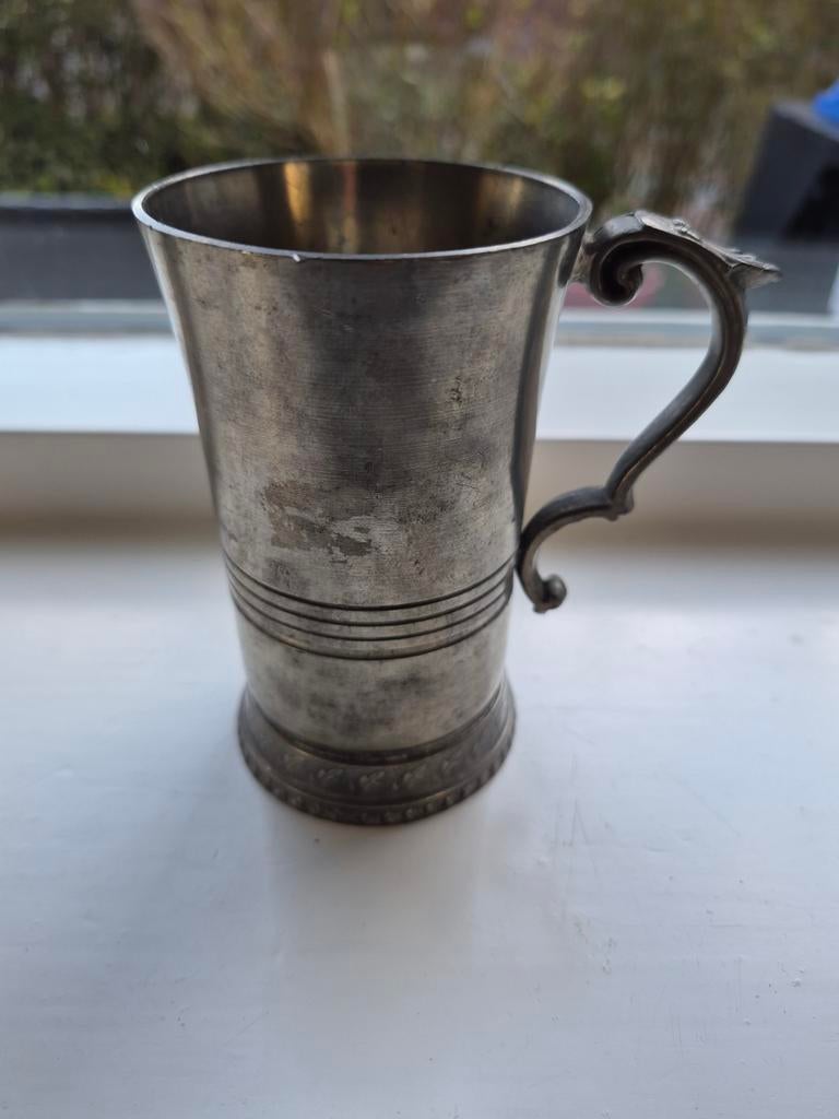 Tinnen beker Rein Zinn antiek, Antiek en Kunst, Antiek | Tin, Ophalen of Verzenden