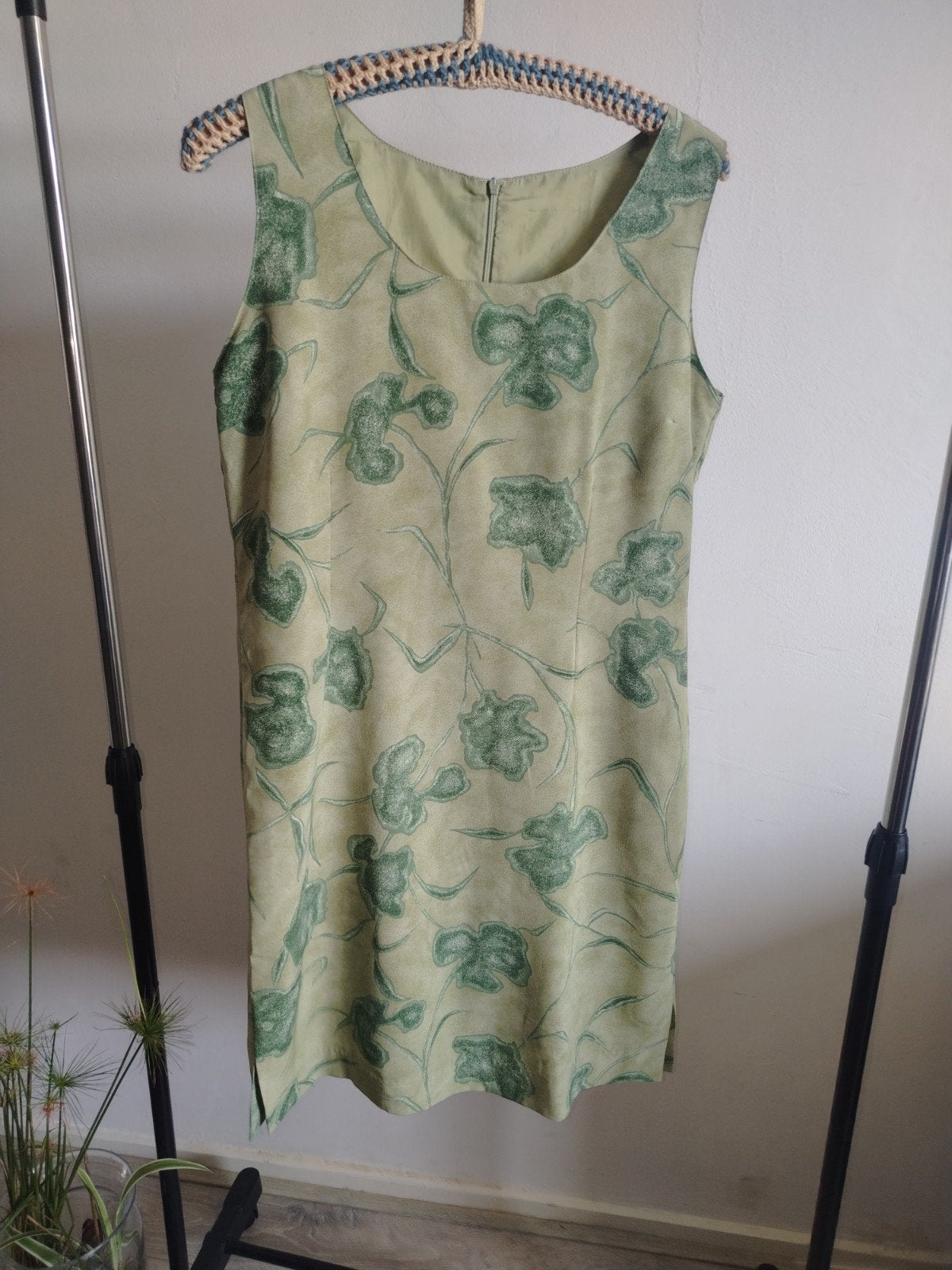 Vintage 80s Zomerse Jurk met Bloemenprint - Maat M, Kleding | Dames, Maat 38/40 (M), Ophalen of Verzenden, Boven de knie, Groen