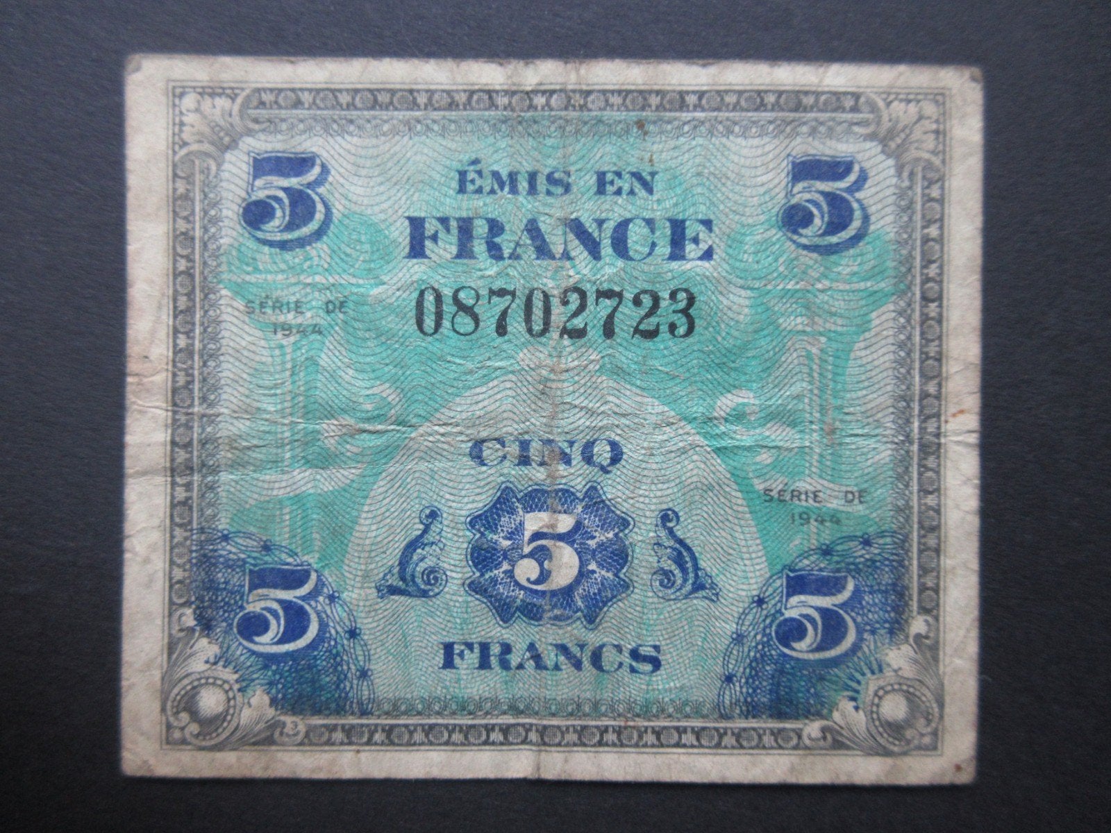 5 Francs 1944 Frankrijk AMC p115a (03) WW2, Verzenden, Overige soorten, Overige gebieden, Overige typen