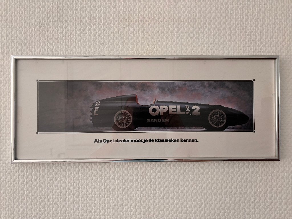 Dealerposter Opel RAK 2 ingelijst in aluminium lijst., Ophalen of Verzenden, Zo goed als nieuw, Opel