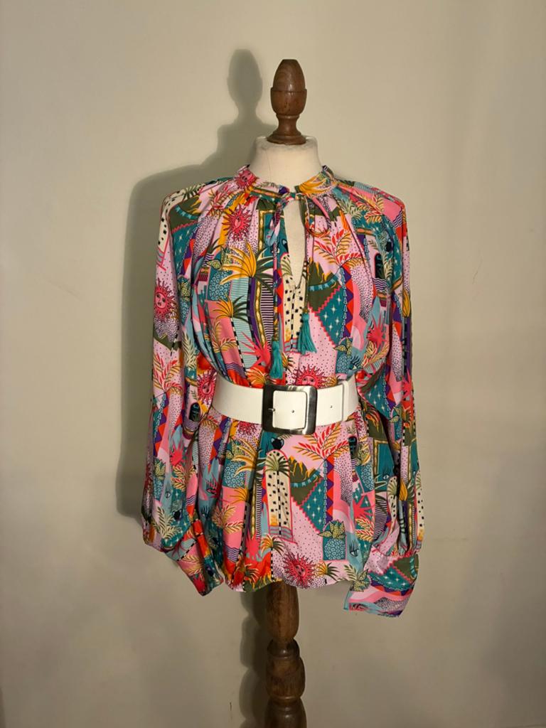 GOLD & SILVER BLOUSE KLEURRIJK, Kleding | Dames, Verzenden, Zo goed als nieuw, Maat 42/44 (L), Overige kleuren