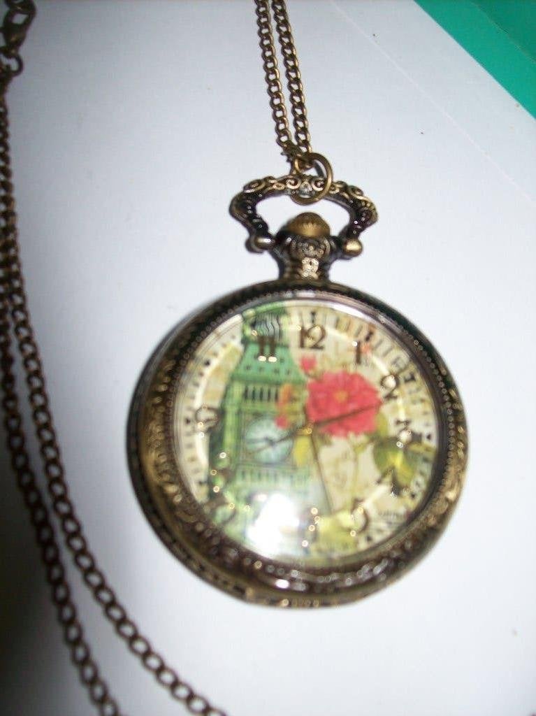 Ketting Goudkleur Horloge Afbeelding Engeland/ Roos, Overige materialen, Verstelbaar, Verzenden, Nieuw