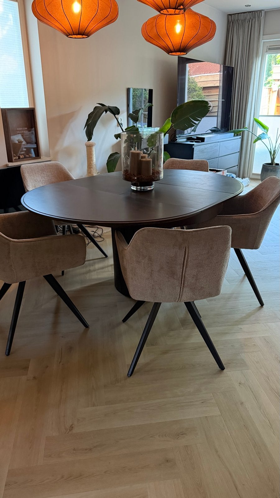 Ronde uitschuifbare eettafel - Palisander & Walnoot, Ophalen, Gebruikt, 100 tot 150 cm, Rond