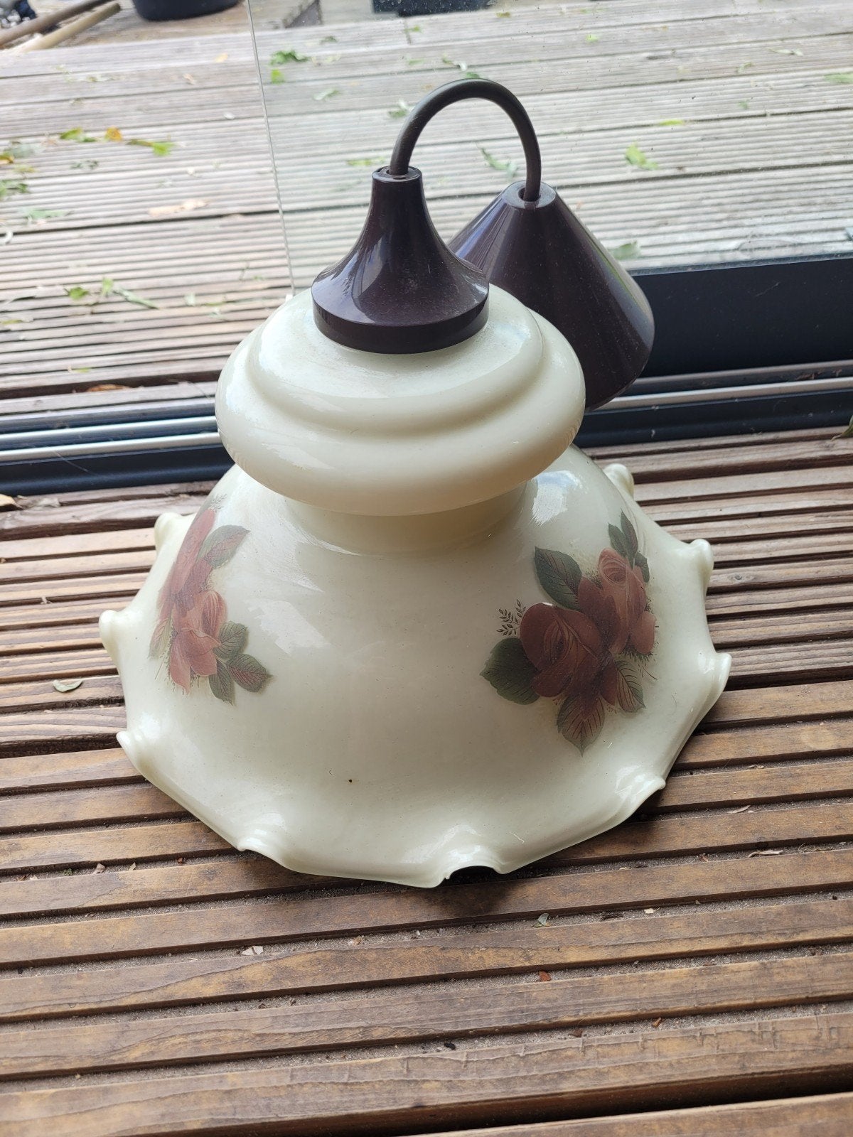 Vintage hanglamp met roosmotief, Ophalen of Verzenden