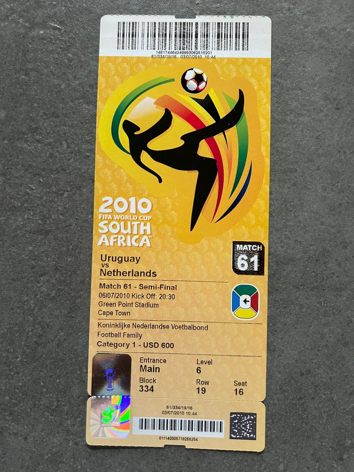 Uraquay - Nederland ticket, Ophalen of Verzenden, Overige binnenlandse clubs, Overige typen