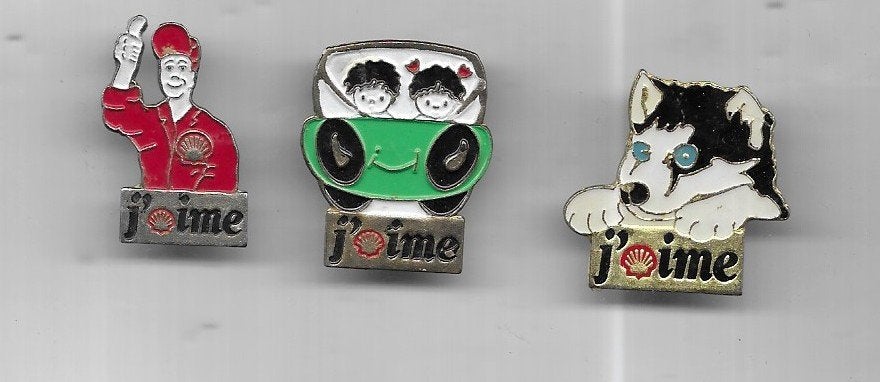 3 X SHELL BENZINE PINS VERSCHILLENDE J,AIME, Ophalen of Verzenden, Gebruikt, Merk, Speldje of Pin
