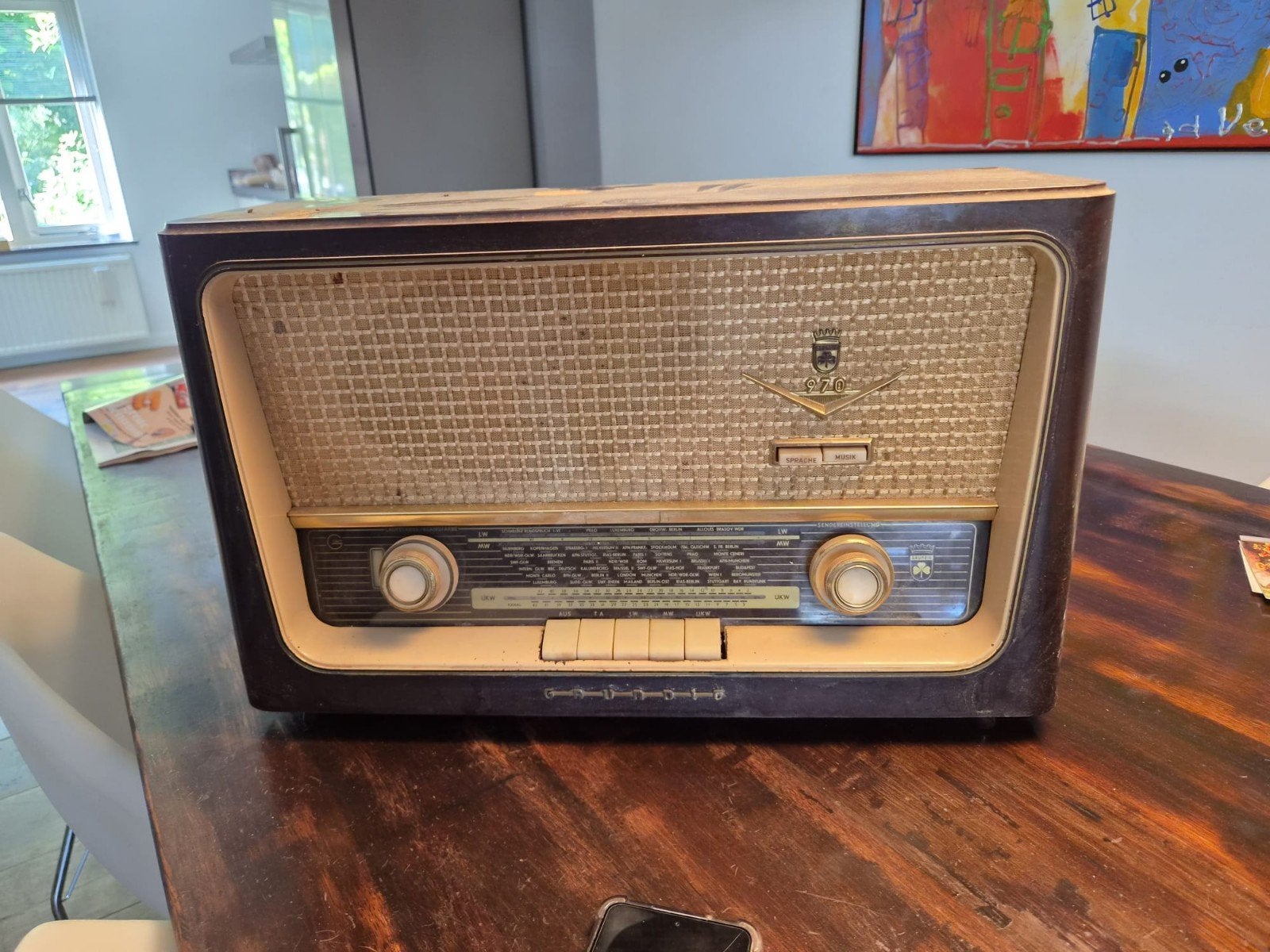 Vintage Grundig Radio 970 - Klassieke Buizenradio, Audio, Tv en Foto, Radio's, Ophalen, Gebruikt, Radio
