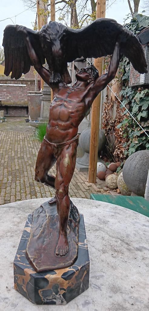 Antiek bronzen beeld GANYMEDE van Franz SAUTNER, Gemerkt, Art nouveau, Ophalen of Verzenden, Brons