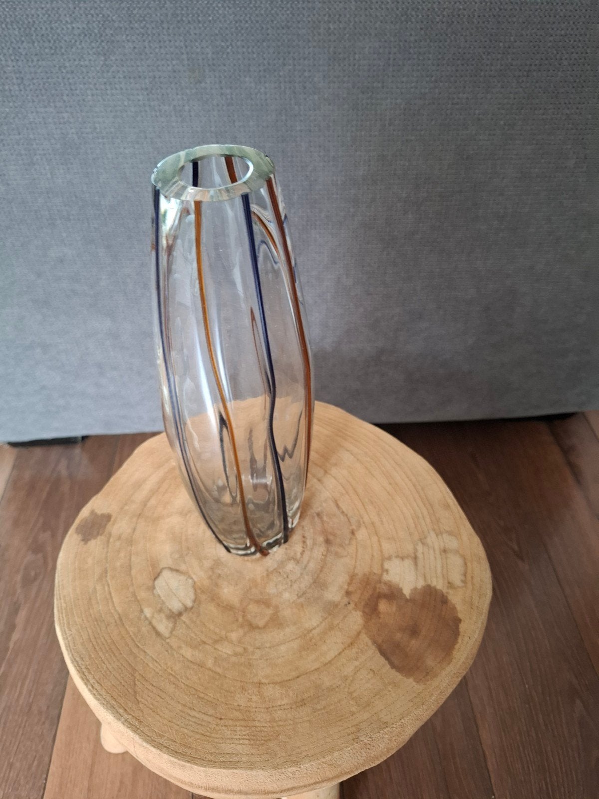 Glazen vaas met gekleurde strepen, Antiek en Kunst, Ophalen