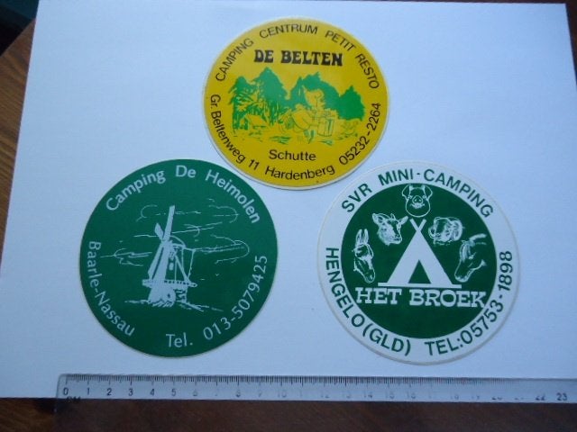 sticker oud Camping Hardenberg Baarle Nassau Hengelo retro, Verzenden, Zo goed als nieuw, Bedrijf of Vereniging