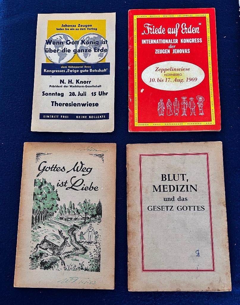Teab 4 items Duits JG Wachttoren Wachtturm '50-'60 Brochure, Boeken, Godsdienst en Theologie, Overige religies, Wachttorengenootschap