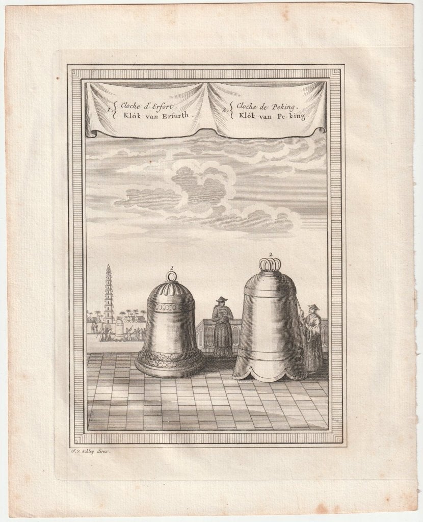 Cloche d’Erfort Cloche de Peking Jakob van der Schley 1750, Verzenden, Gravure, Blanco verso, 1700 - 1799