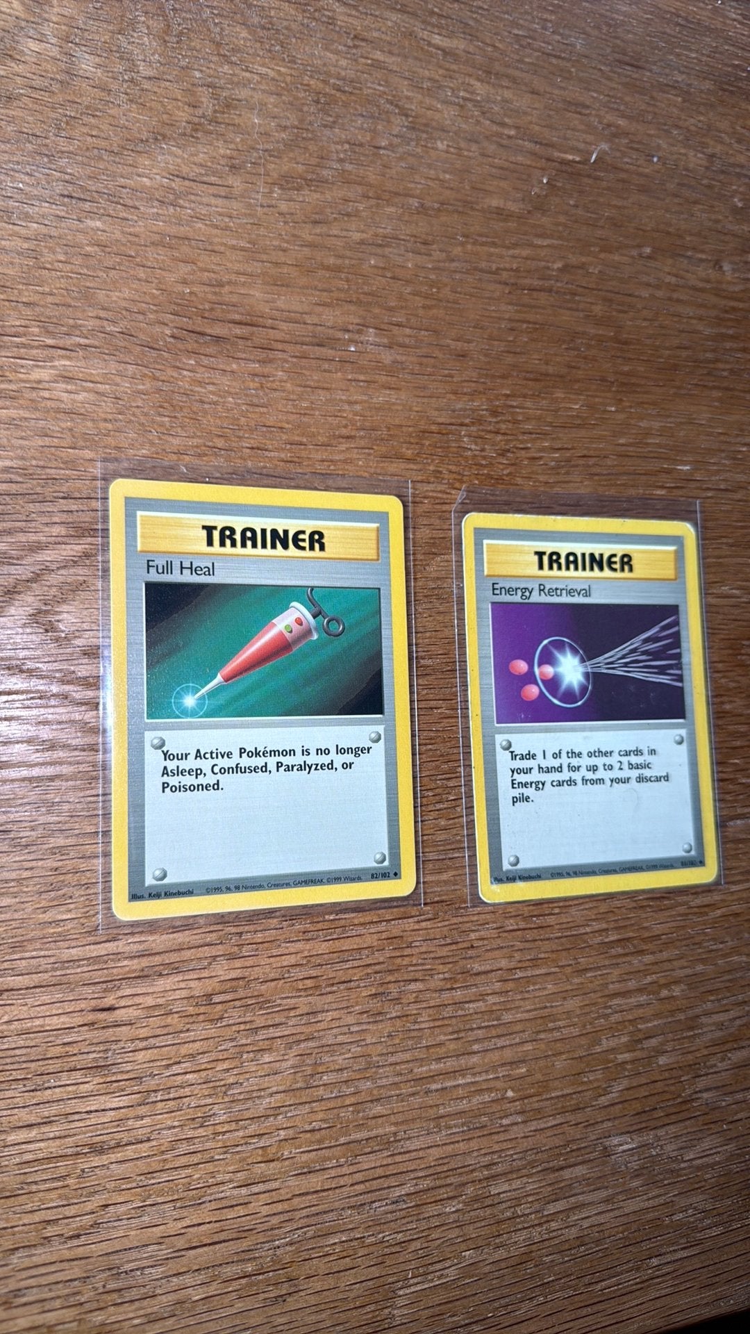 Trainer full heal & trainer energy retrieval base set, Ophalen of Verzenden, Zo goed als nieuw, Meerdere kaarten