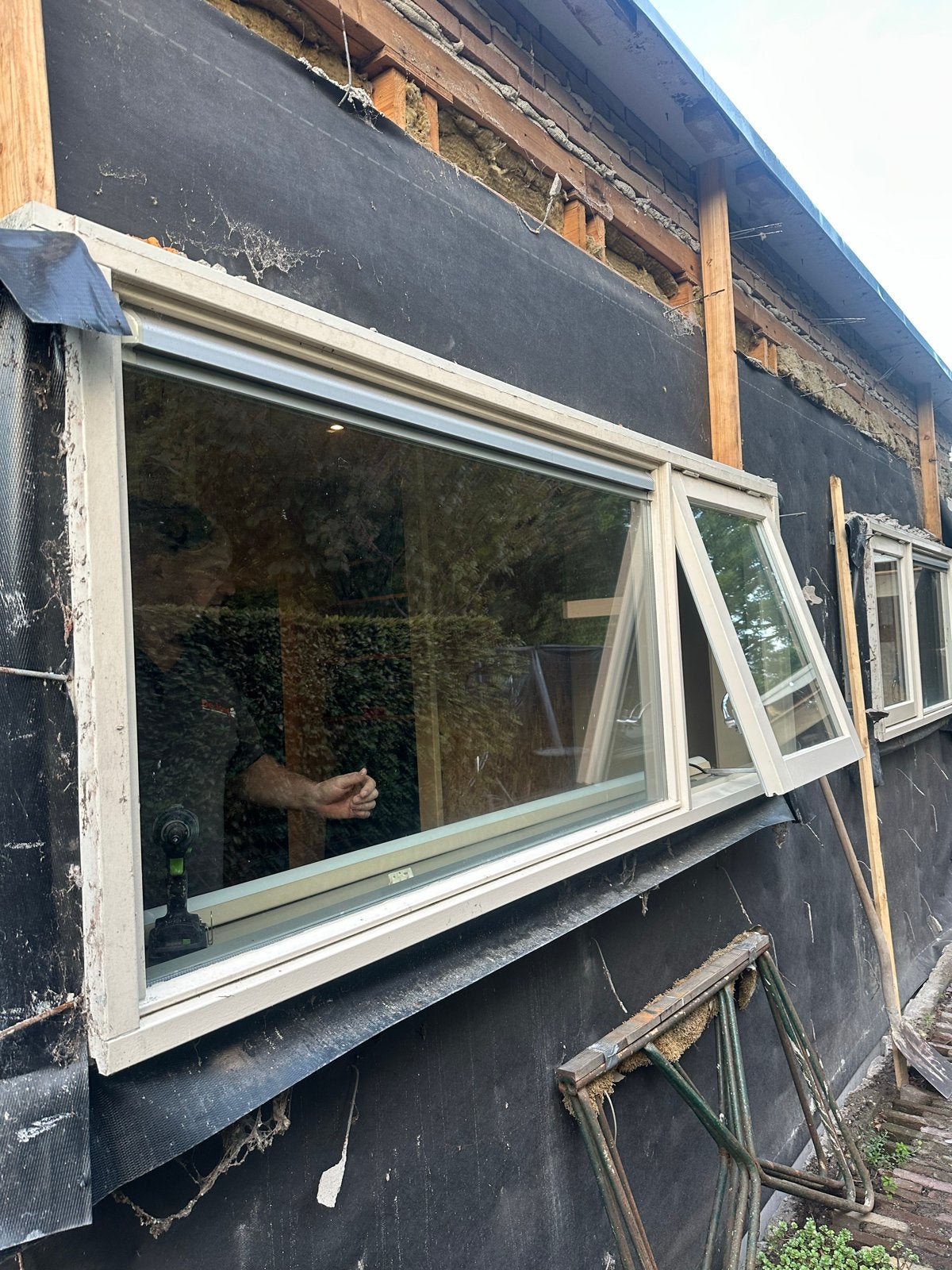 Meranti hardhouten kozijnen met dubbelglas, Ophalen, Gevelraam of Ruit, Gebruikt, 160 cm of meer