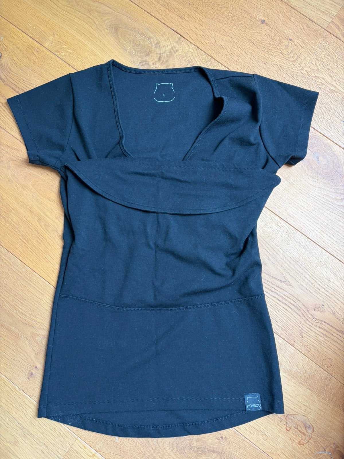 Womboo babydrager, buidelshirt en voedingshirt zwart maat L, Ophalen, Zo goed als nieuw, Maat 34 (XS) of kleiner, Korte mouw