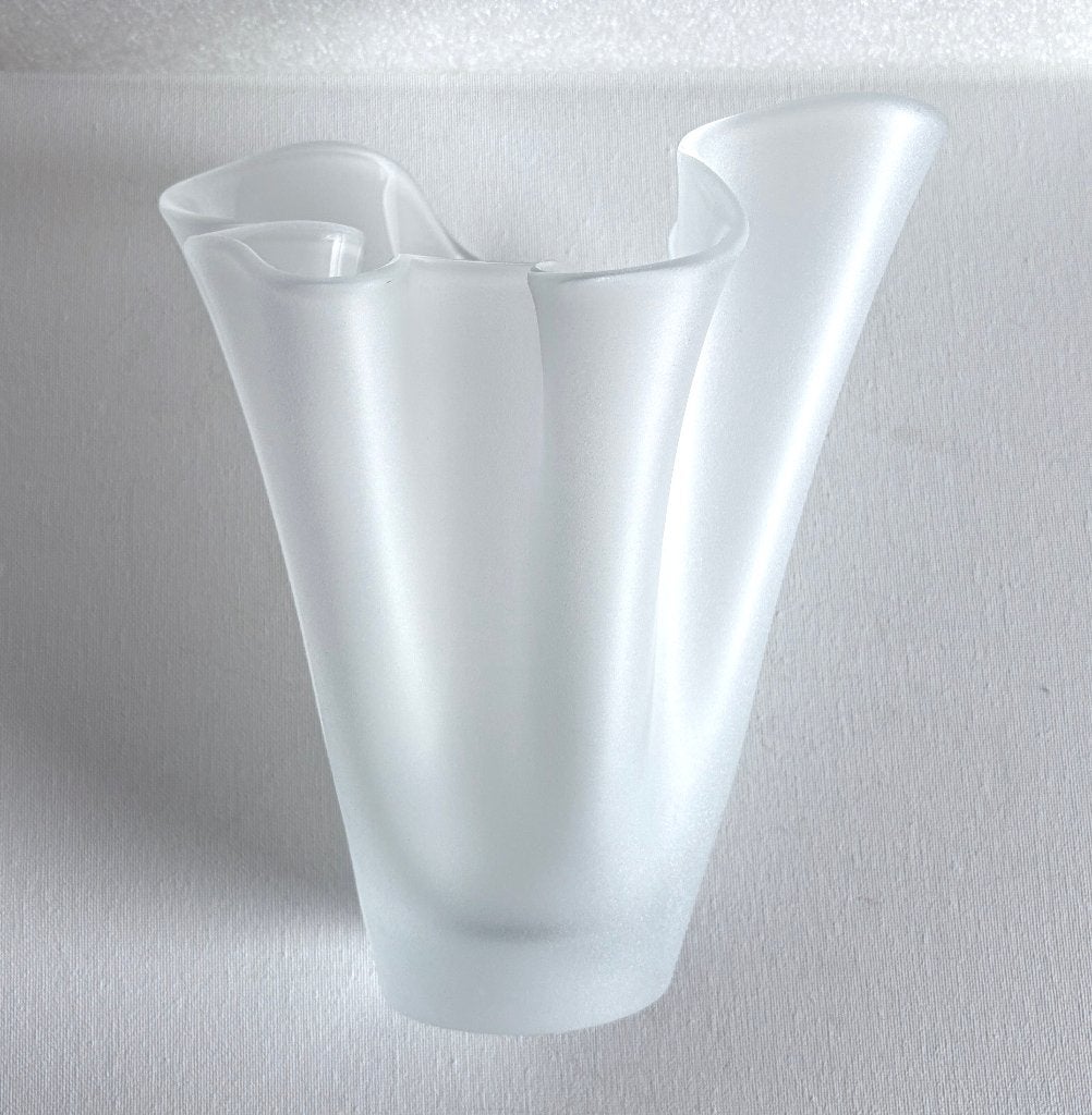 Vintage matglas zakdoek vaas Fazzoletto golvende rand, Ophalen