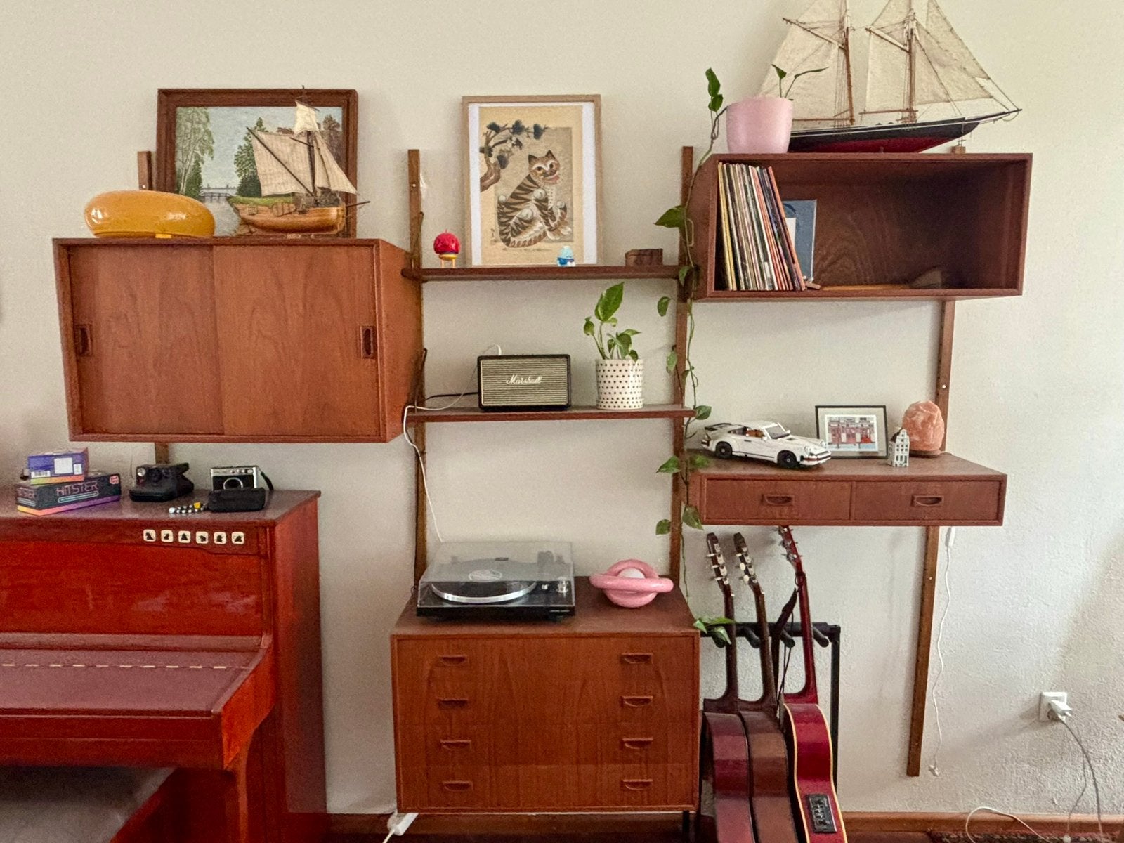 Danish teak modular designer bookshelf 1960s, 250 tot 300 cm, Met deur(en), Teakhout, Ophalen of Verzenden