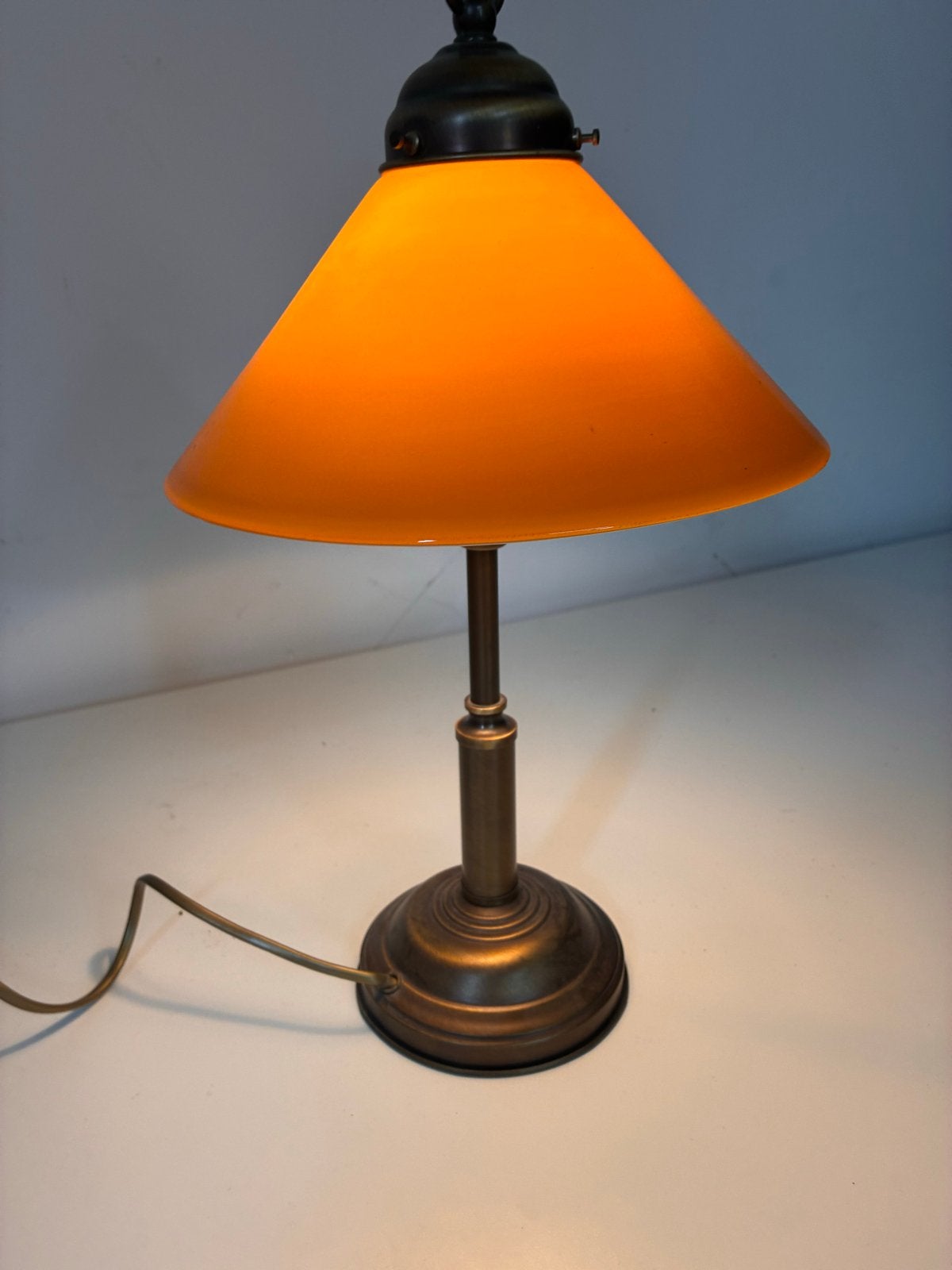 Vintage Tafellamp met Opaline Oranje Glazen Kap, Ophalen