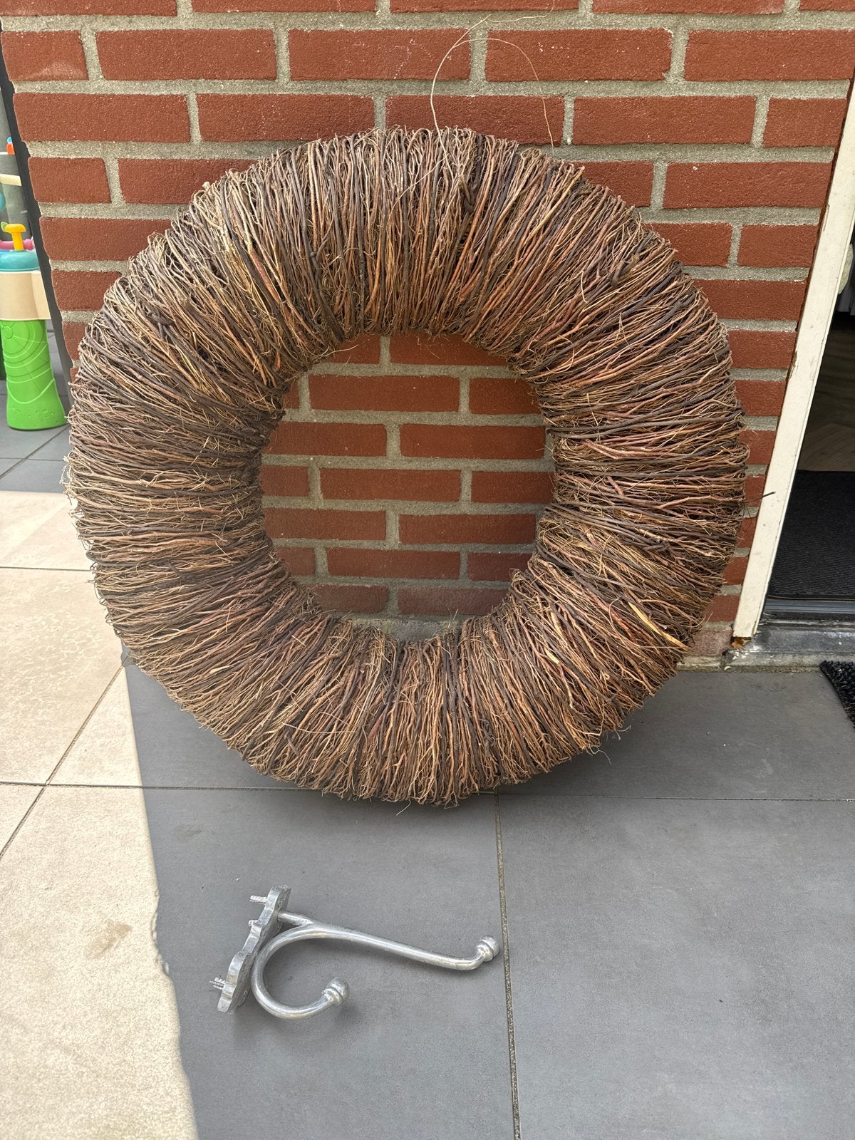 Decoratieve rieten krans met wandhaak, Ophalen, Gebruikt, Wandhaken, Minder dan 100 cm