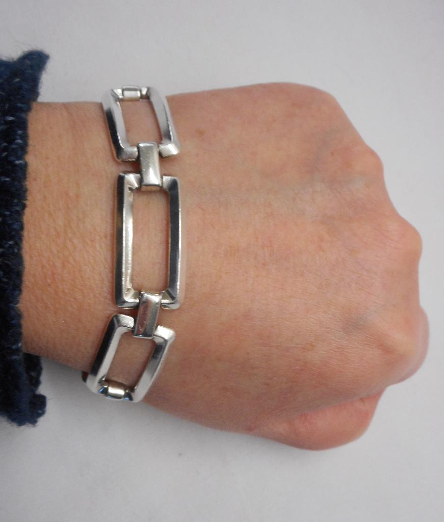 Zilveren massieve vintage schakel armband nr.426