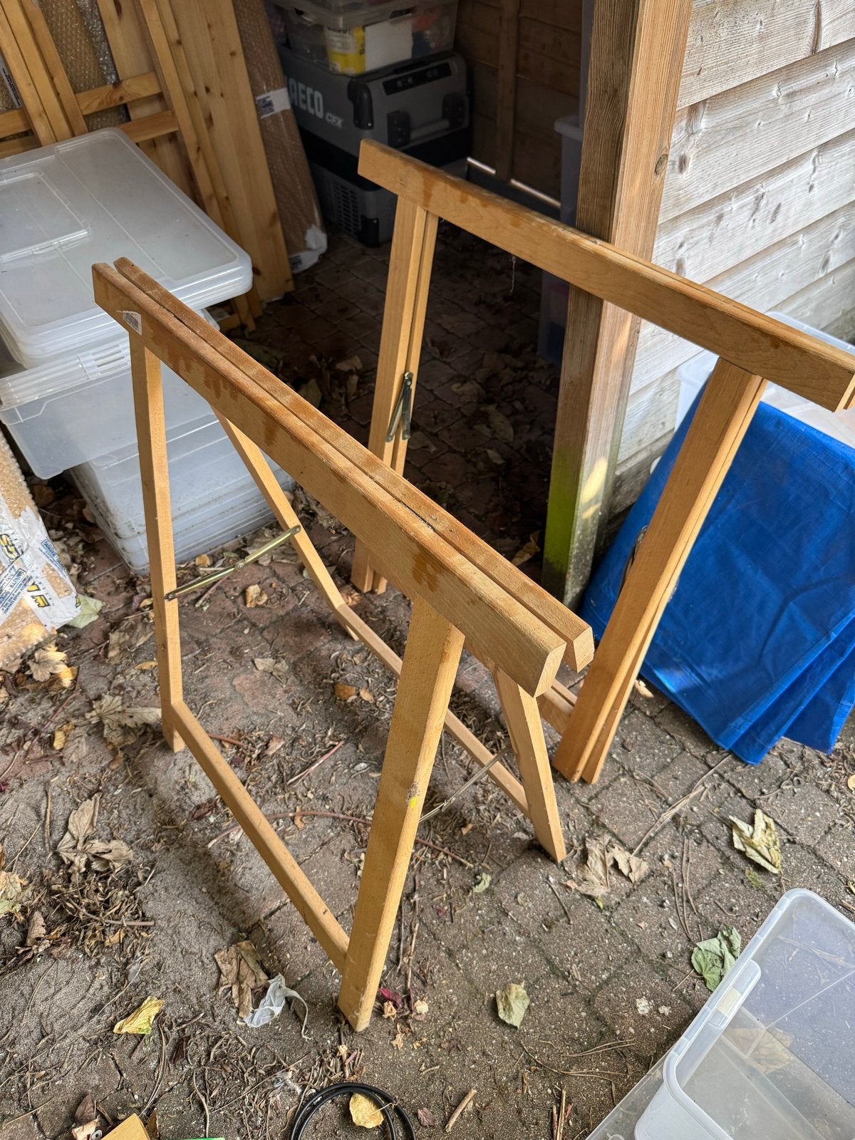 Twee houten schragen, Ophalen, Gebruikt, Minder dan 70 cm