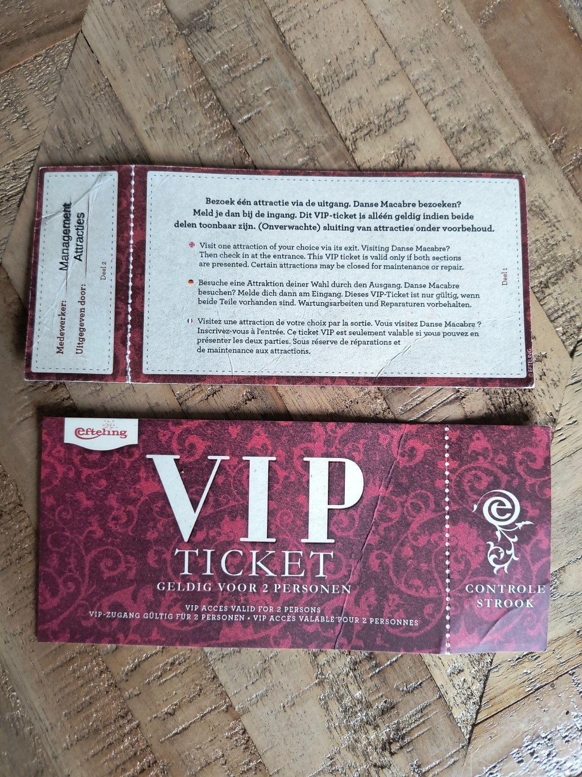 VIP tickets Efteling, Tickets en Kaartjes, Drie personen of meer, Overige typen