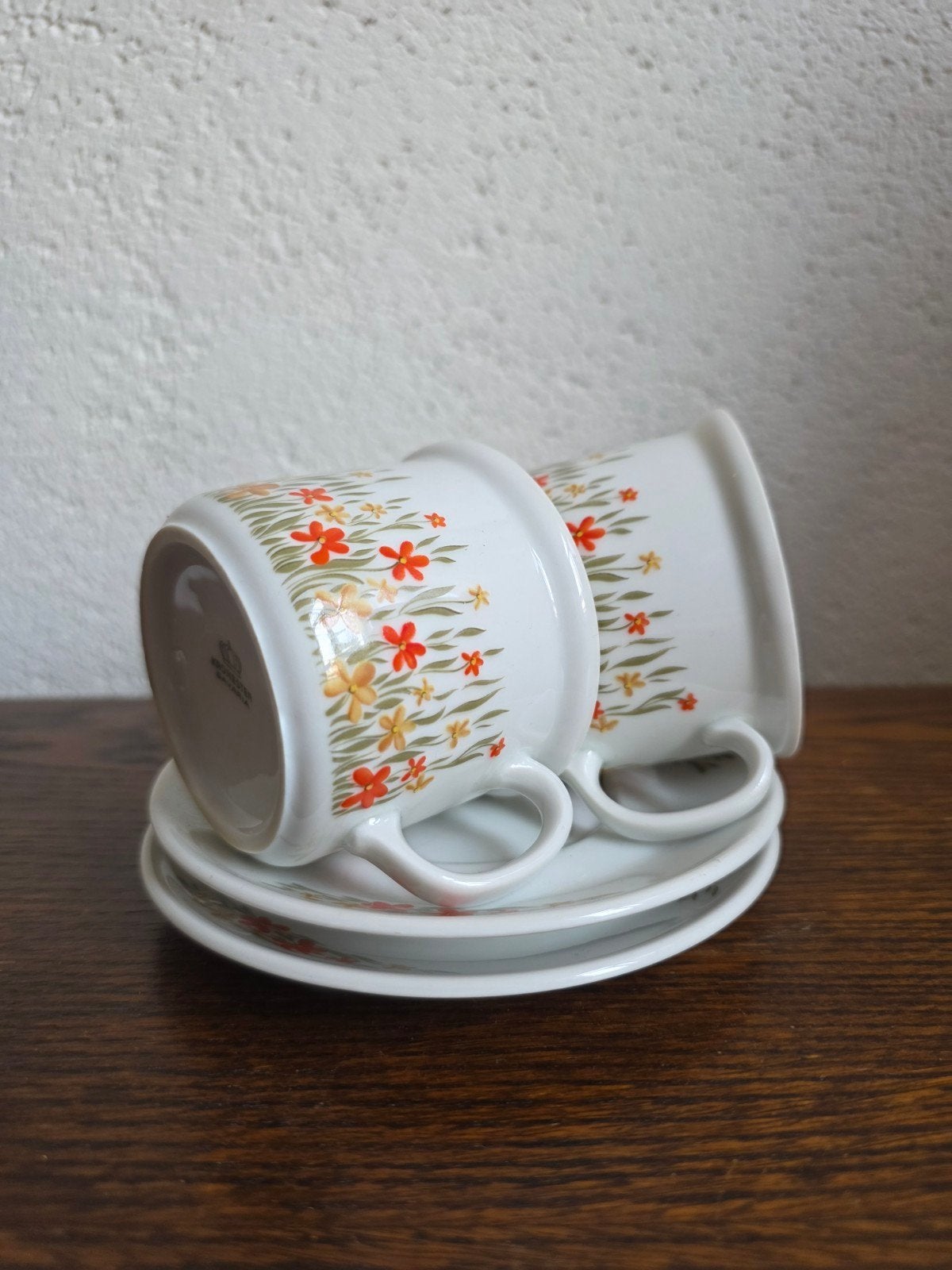 2 Kronester kop en schotel met bloemendecoratie, Overige merken, Ophalen of Verzenden, Zo goed als nieuw, Overige stijlen