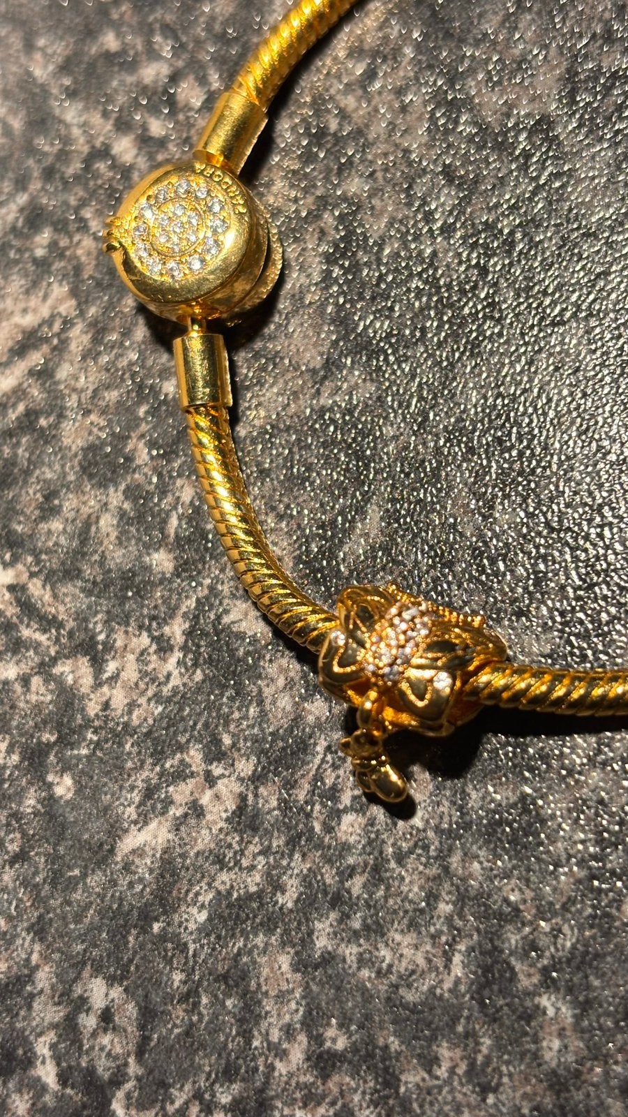 Gouden Pandora Armband 14 k goud verguld met Bedels, Sieraden, Tassen en Uiterlijk, Armbanden, Ophalen of Verzenden, Zo goed als nieuw