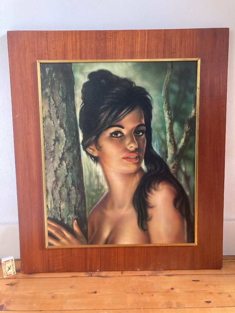 Tina wulpse sexy bosnimf J.H. Lynch vintage groot schilderij, Ophalen of Verzenden, Zo goed als nieuw, Schilderij, 75 – 100