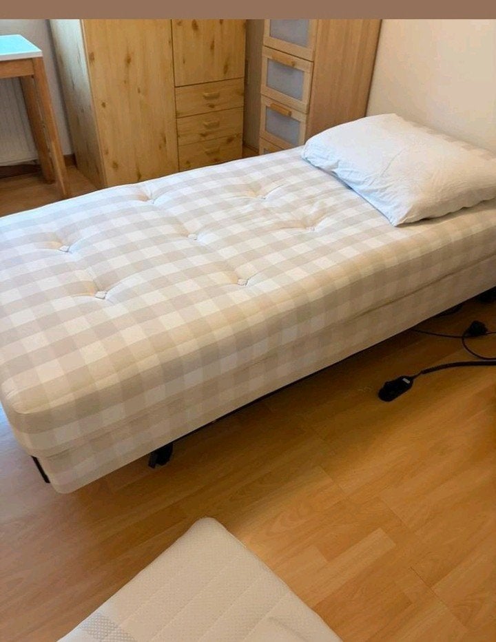 Hastens 1 pers boxspring 200cm lang zgan, Ophalen, 90 cm, 210 cm, Tweepersoons