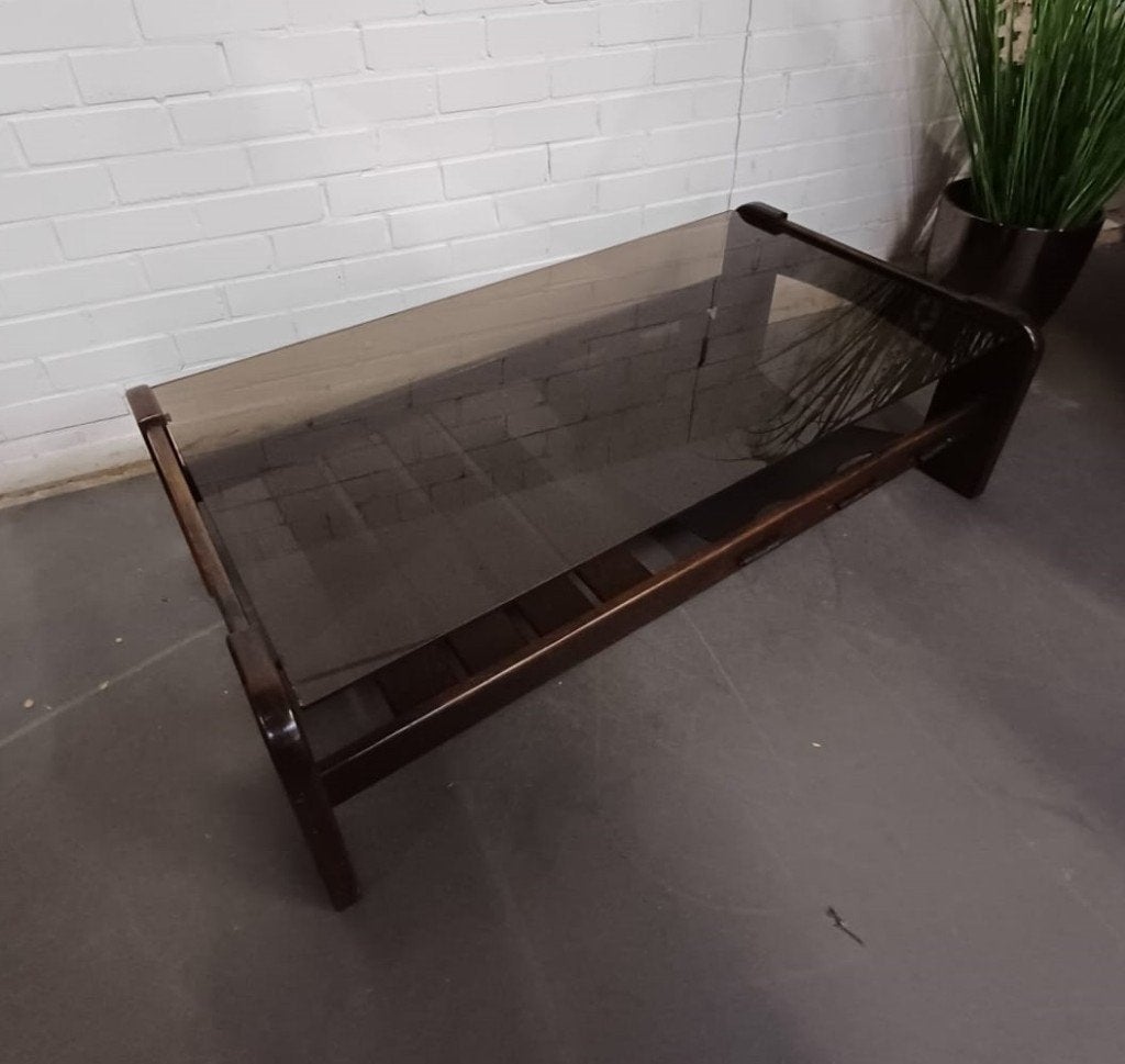 Vintage Wengé salontafel, Ophalen, Gebruikt, 75 cm of meer, 60 cm of meer