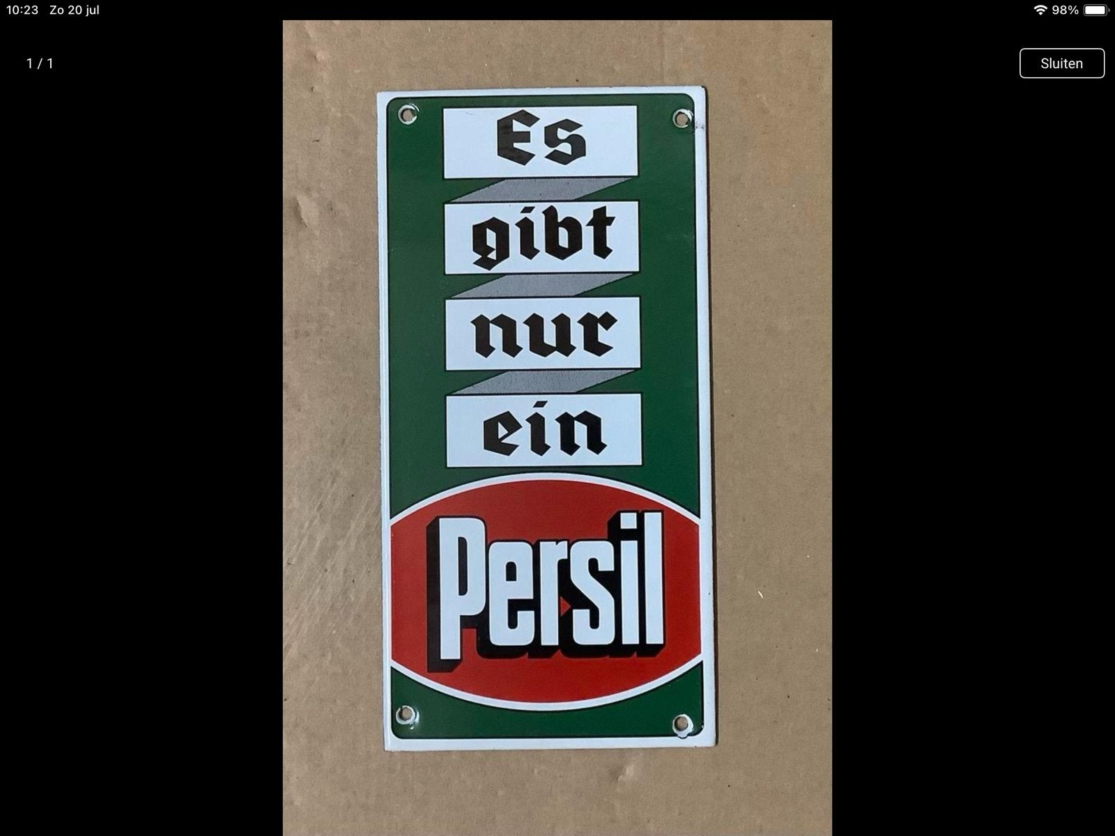 Emaille deurpostje PERSIL, Verzamelen, Merken en Reclamevoorwerpen, Ophalen of Verzenden, Gebruikt, Reclamebord