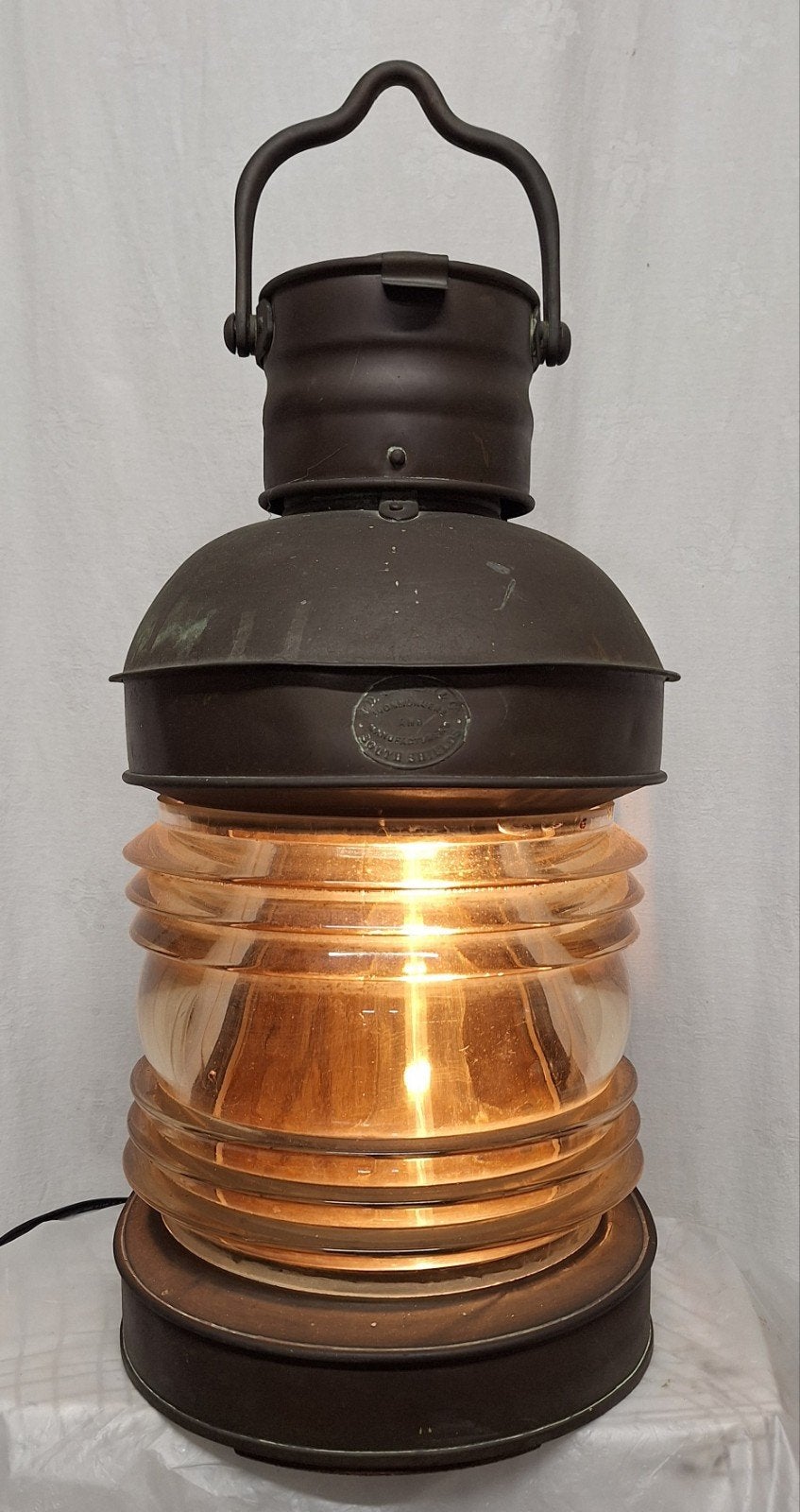 Zeldzame koperen scheepslamp J.D. Ainsley & Co Ironmongers, Ophalen of Verzenden, Gebruikt, Motorboot of Zeilboot