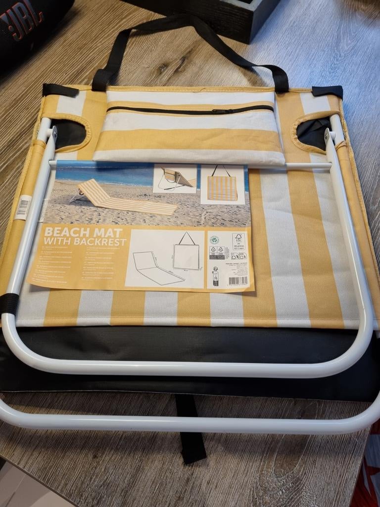 Strandstoel / strandmat met rugleuning - Inklapbaar, Ophalen of Verzenden, Nieuw, Metaal, Inklapbaar