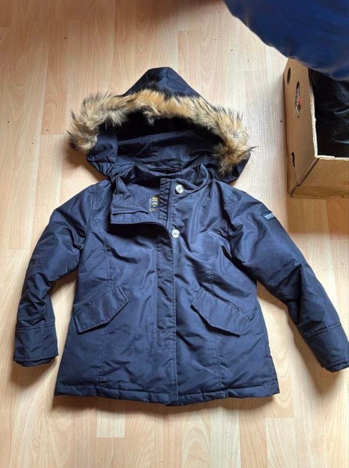 Woolrich Donkerblauwe Winterjas Urban Touch Maat 14, Ophalen of Verzenden, Gebruikt, Woolrich, Jongen of Meisje