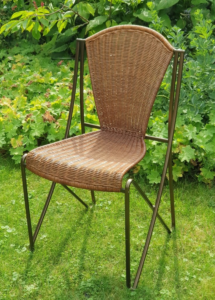 rieten / rotan design stoel, Ophalen, Bruin, Design, Zo goed als nieuw