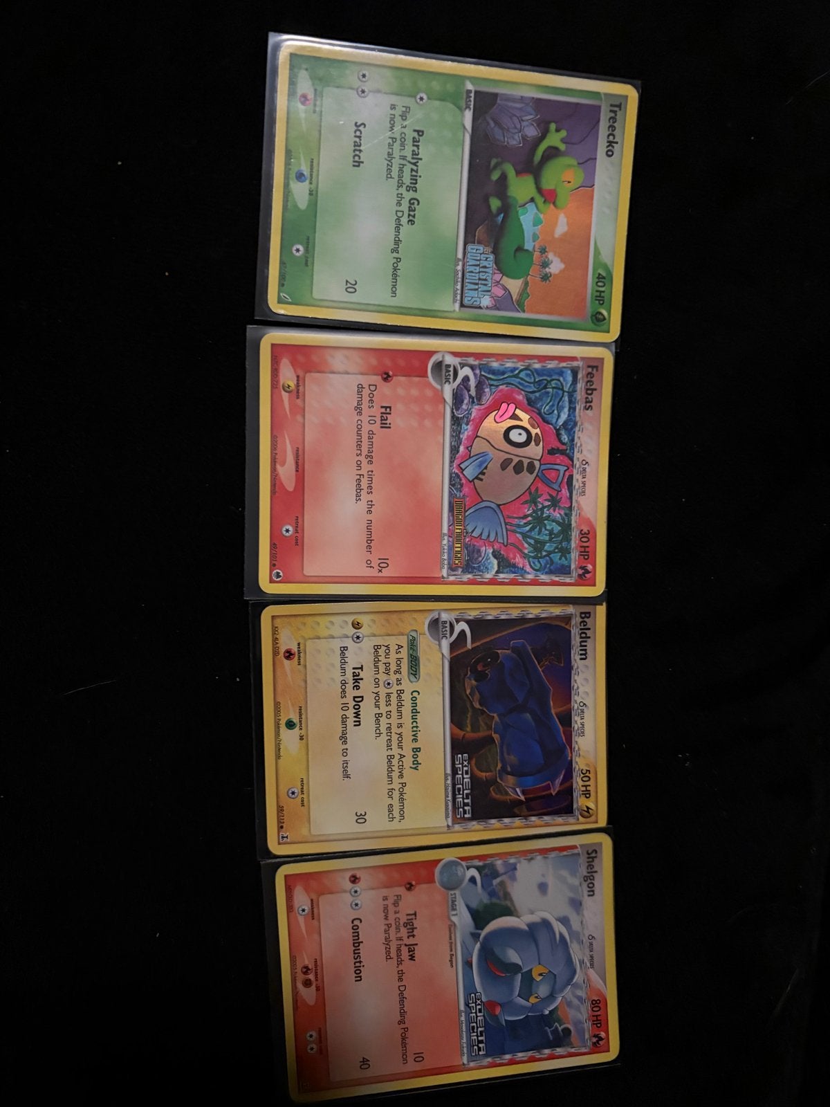 Pokémon kaarten: Treecko, Feebas, Beldum, Shelgon, Ophalen of Verzenden, Gebruikt, Meerdere kaarten