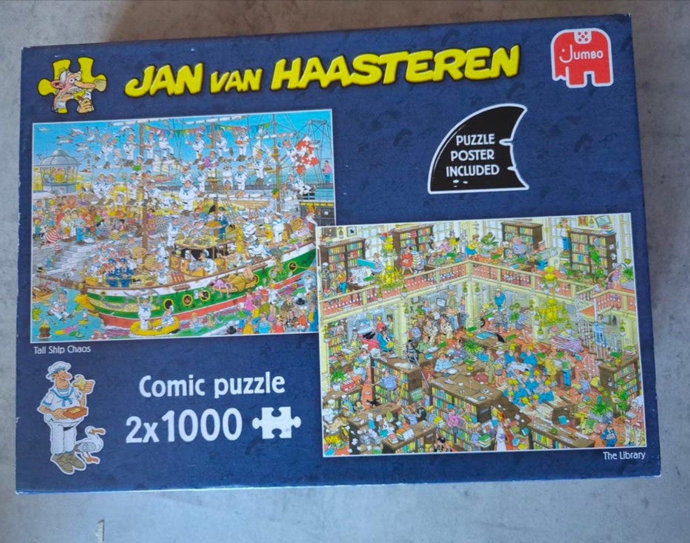 Jan van Haasteren Puzzels: Tall Ship Chaos & The Library, Ophalen of Verzenden, 500 t/m 1500 stukjes, Zo goed als nieuw, Legpuzzel