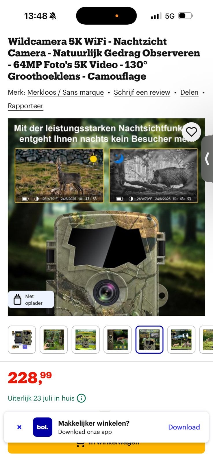 Foto 4 van Wildcamera 5K WiFi Nachtzicht 64MP Groothoeklens nieuw
