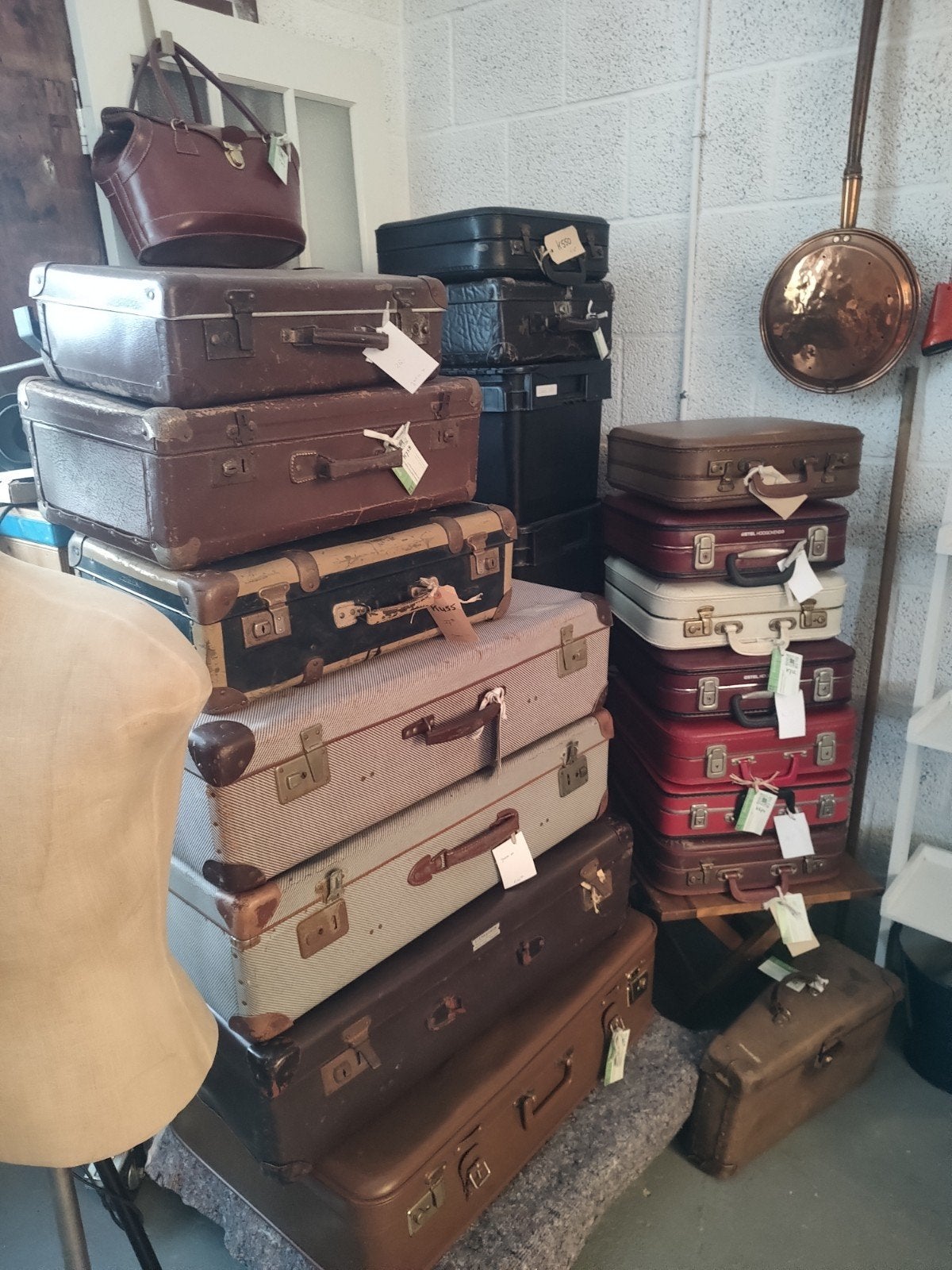 KOFFERS vintage leder, vulcanfibre, karton,, Gebruikt, 50 tot 60 cm, Ophalen of Verzenden, 2e hands