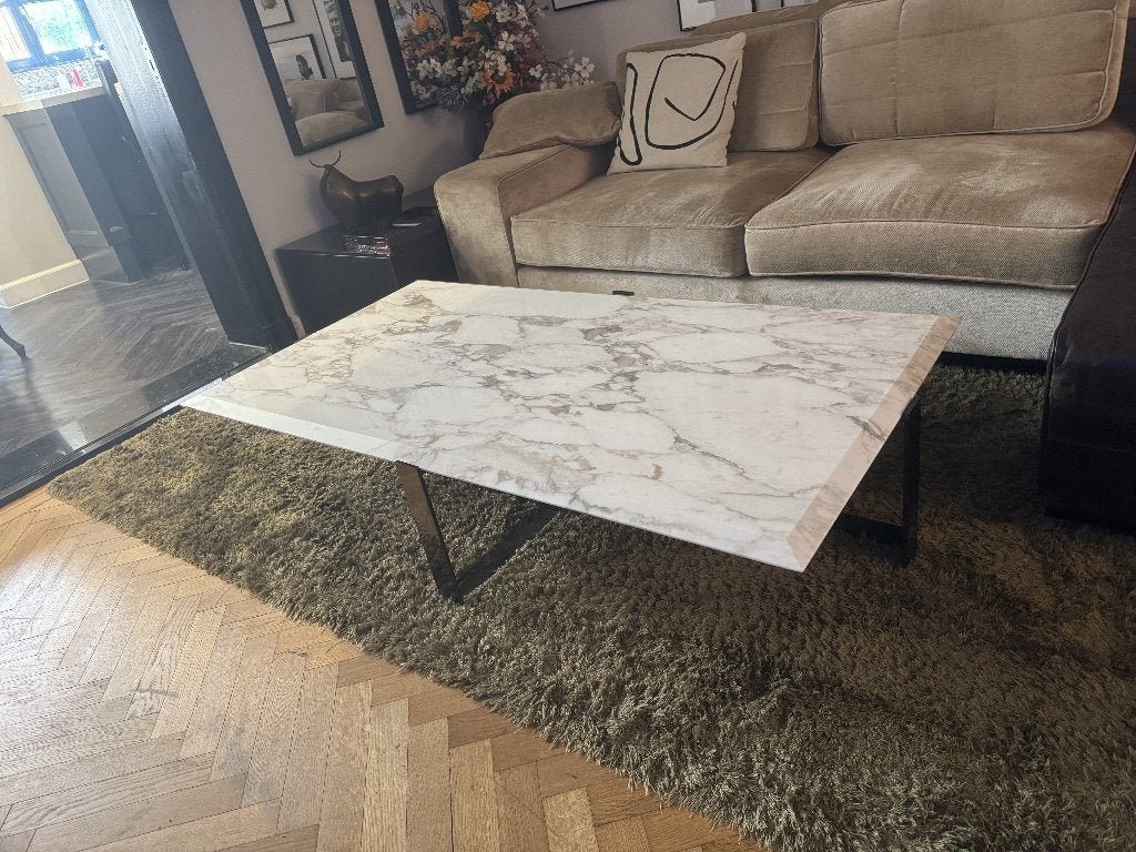 Flexform Jacques salontafel Calacatta marmer (np. €6.500), Huis en Inrichting, Ophalen, 50 tot 100 cm, Zo goed als nieuw, 150 tot 200 cm
