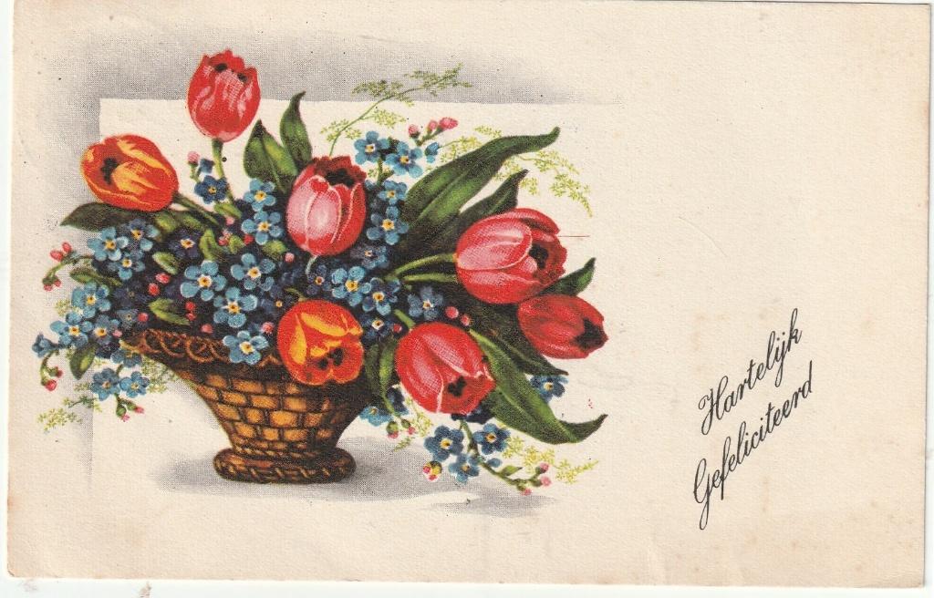 BLOEM BLOEMEN TULPEN UIT 1950 ZEER MOOIE OUDE KAART KN332, Ophalen of Verzenden, 1940 tot 1960, Gelopen, Overige thema's