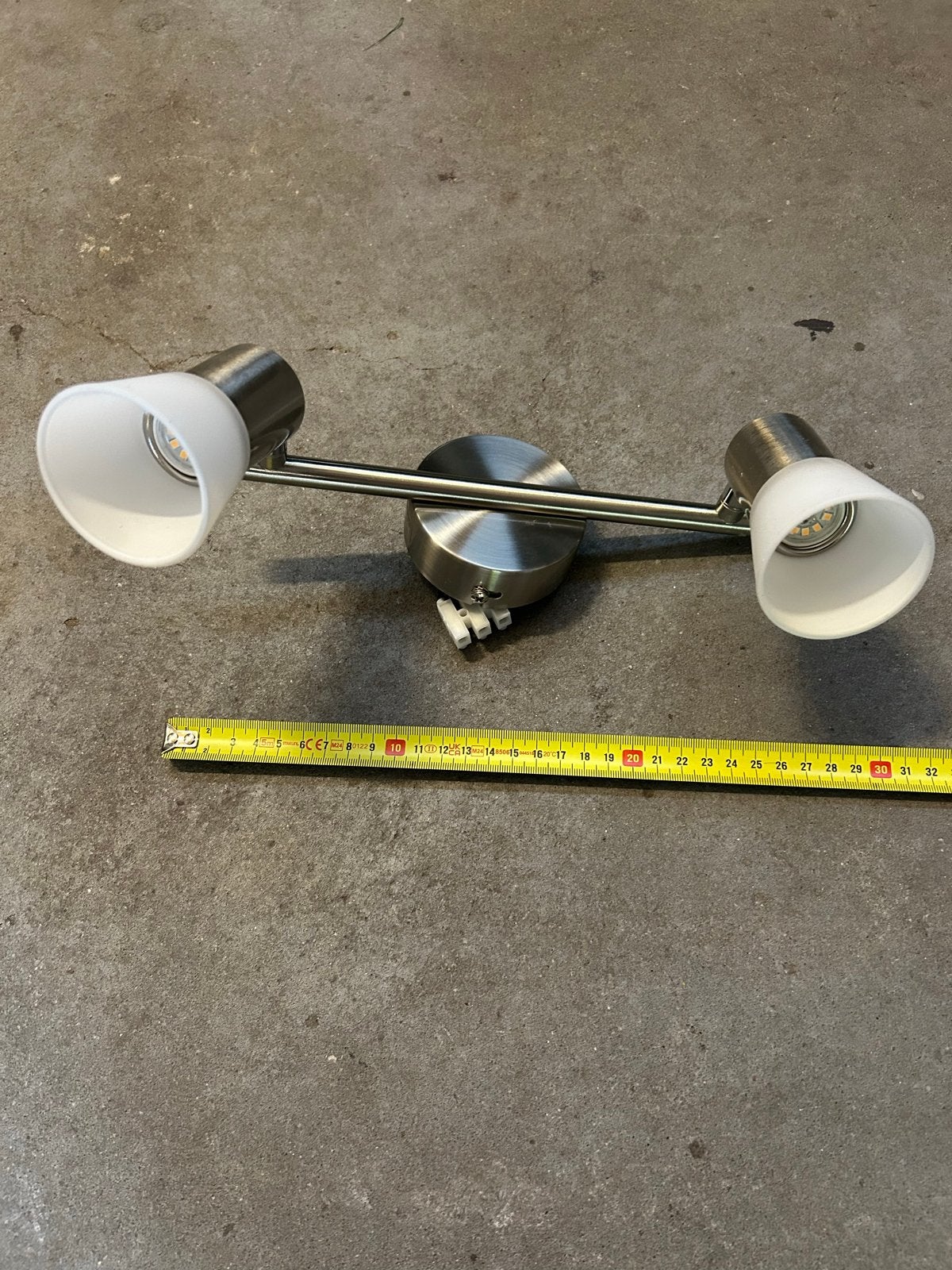 Ikea Plafondlamp met twee spots, geborsteld staal, Ophalen, Gebruikt, GU10, Dimbaar