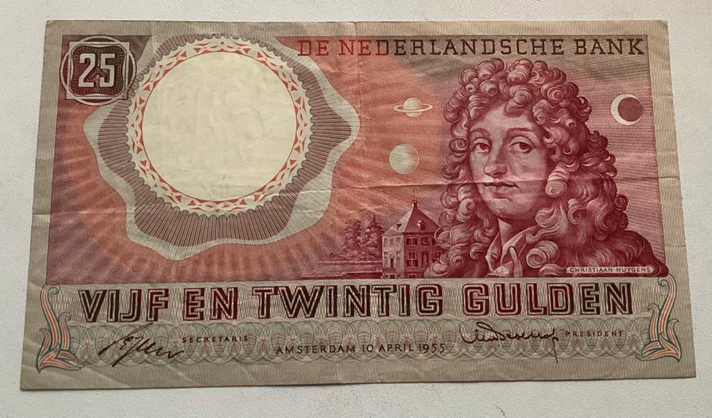 25 gulden uit 1955 Huygens'-biljet, Ophalen of Verzenden, 25 gulden