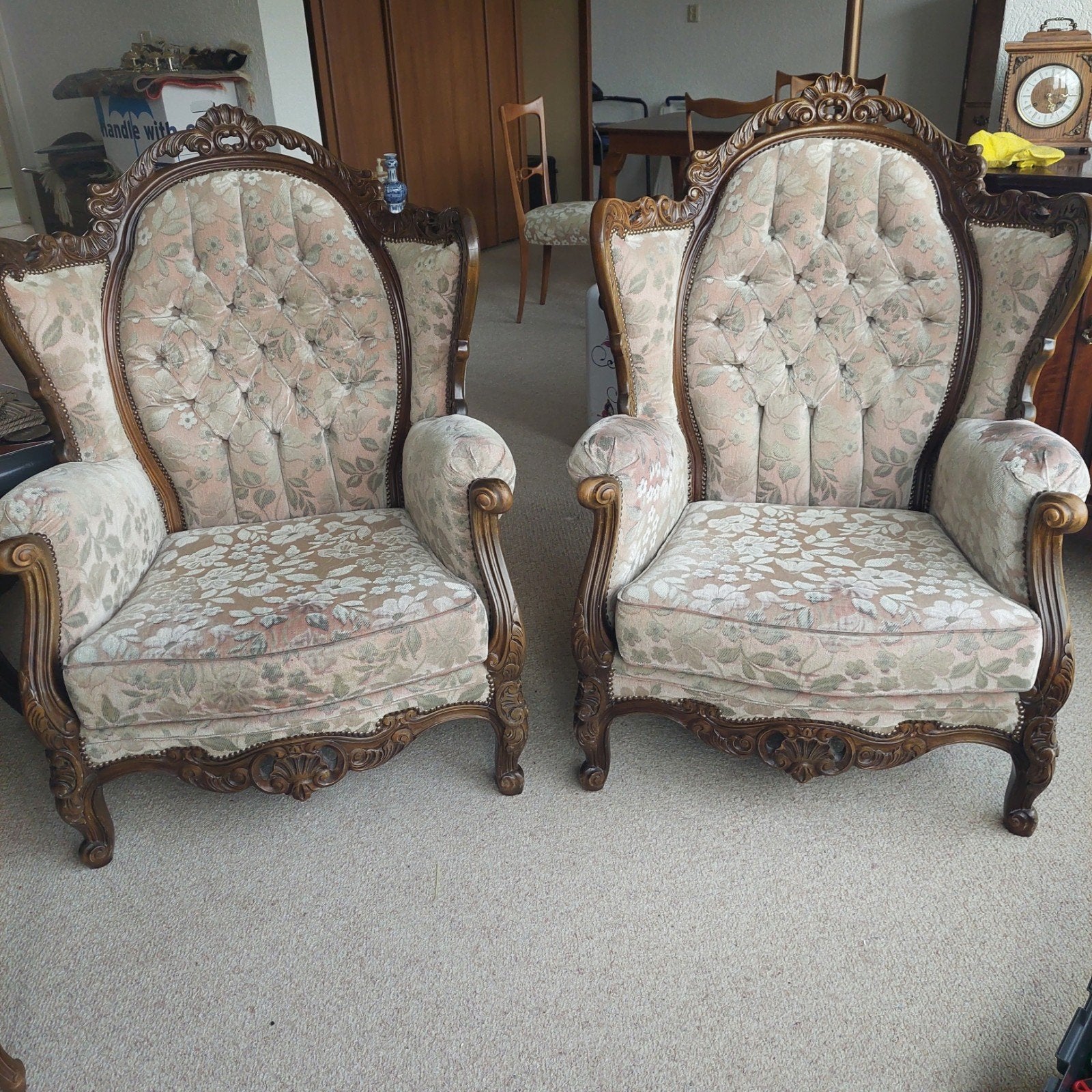 Prachtige set van 2 antieke barok / Lodewijk XV fauteuils, Antiek en Kunst, Ophalen of Verzenden