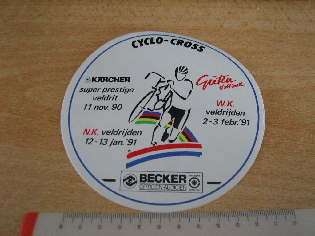 sticker Gieten Holland CYCLO-CROSS KÄRCHER 1990-91 FIETS *, Ophalen of Verzenden, Zo goed als nieuw