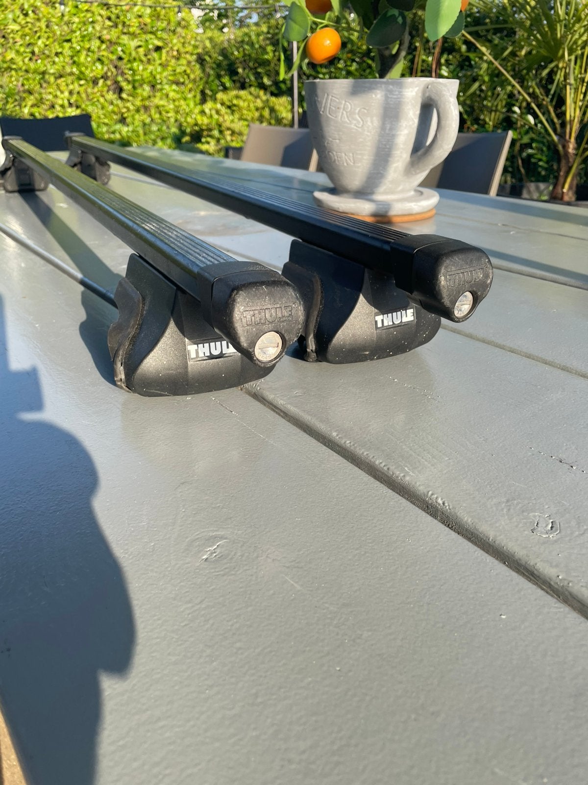 Universele Thule dakdragers 120 cm voor open dakrails!, Auto diversen, Dakdragers, Ophalen of Verzenden, Gebruikt