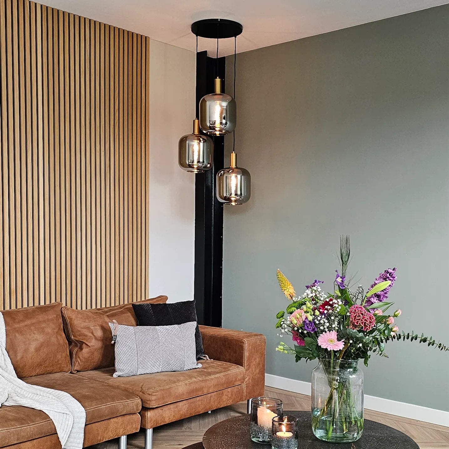 Plafond hanglamp glas, Ophalen, Gebruikt