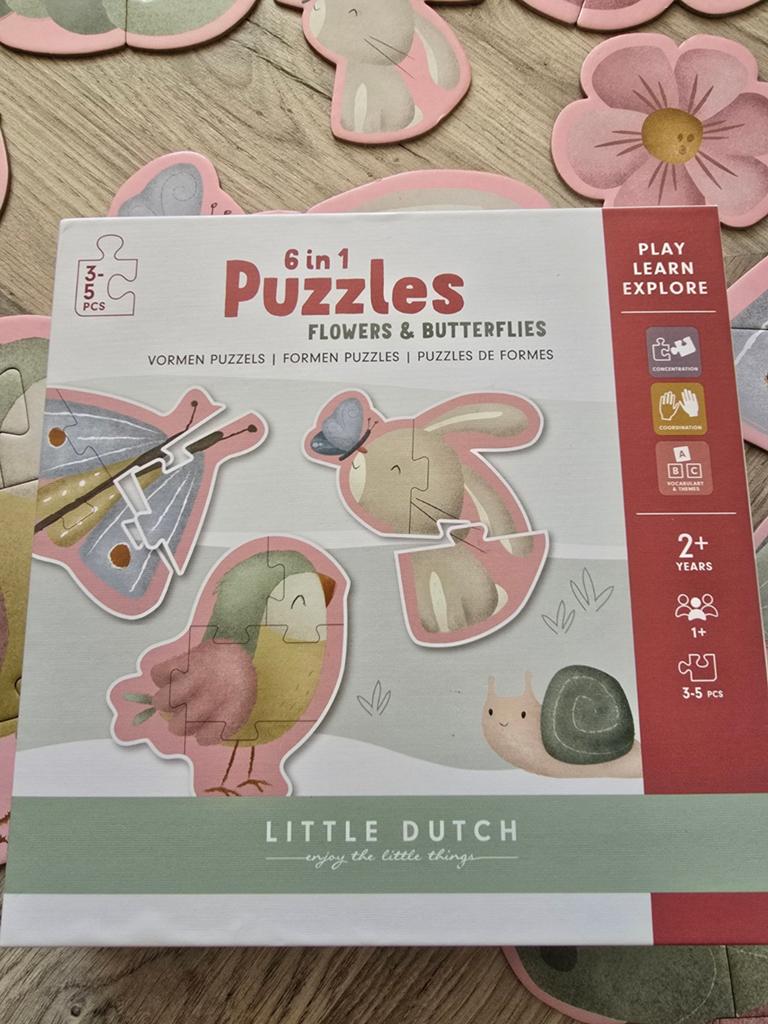 Mooie Little dutch puzzel flowers en butterflies, Ophalen of Verzenden, Minder dan 10 stukjes, Zo goed als nieuw, 6 maanden tot 2 jaar