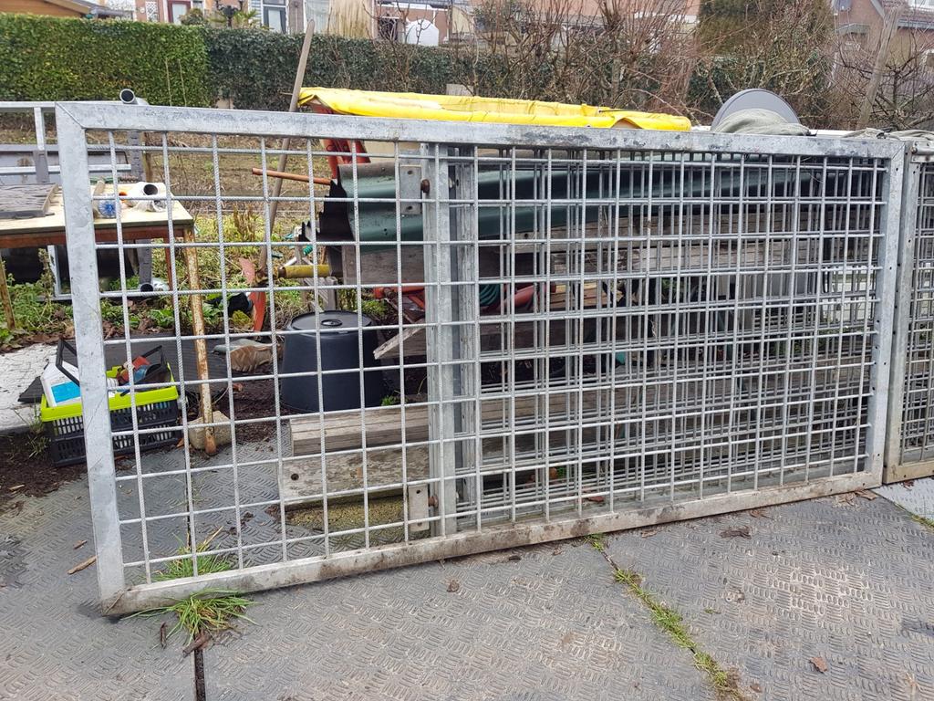 Zwaar gegalvaniseerde weidepoorten., Tuin en Terras, Tuinhekken en Hekwerk, Ophalen, Gebruikt, IJzer, Enkelstaafmat hekwerk